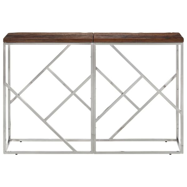 vidaXL Console Table Silver Stainless Steel and Solid Wood Sleeper