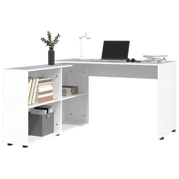 vidaXL Corner Desk High Gloss White Engineered Wood