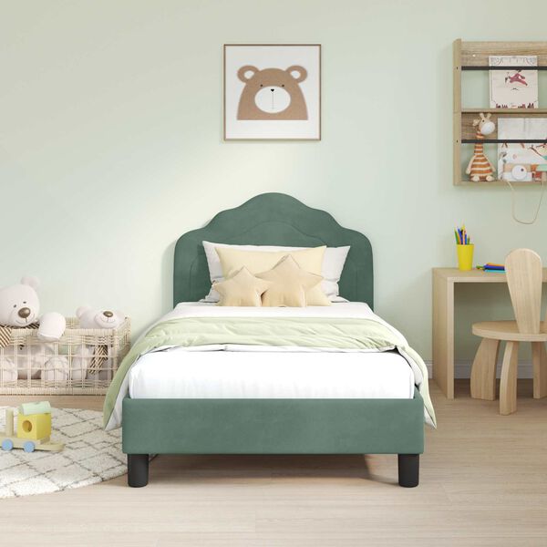 vidaXL Children's Bed Frame with Headboard Sea Green 80 x 160 cm