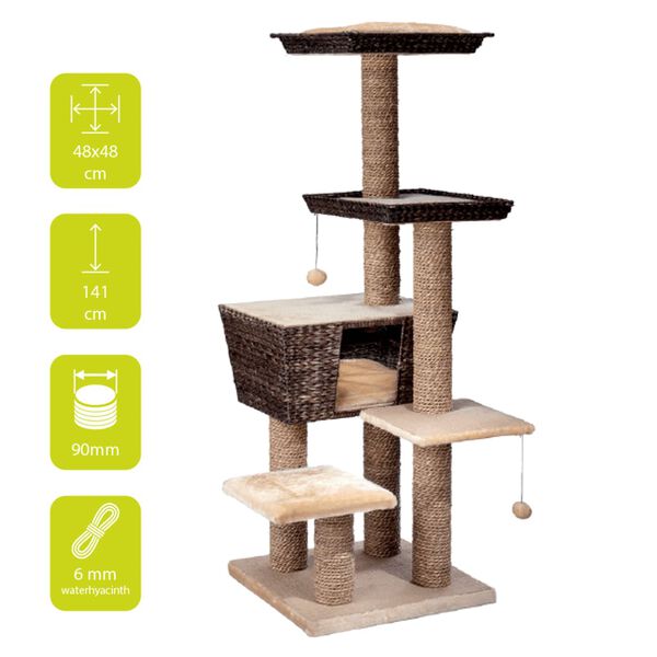 Ebi Cat Scratching Tree Curacao 48x48x141 cm Beige