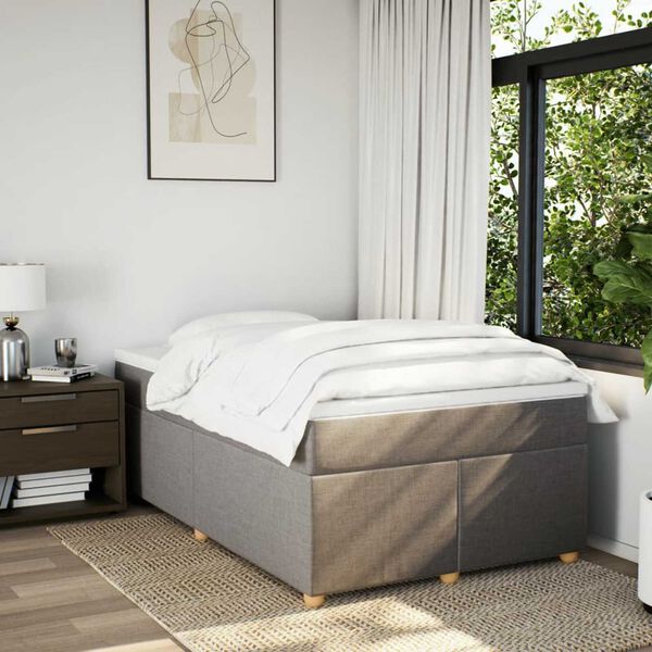vidaXL Box Spring Bed with Mattress Taupe 120x200 cm Fabric