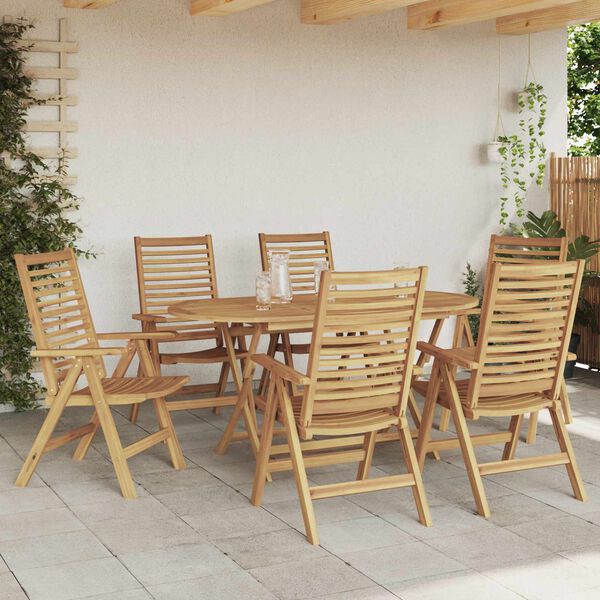 vidaXL Garden Dining Set 7 pcs Brown Solid Teak Wood