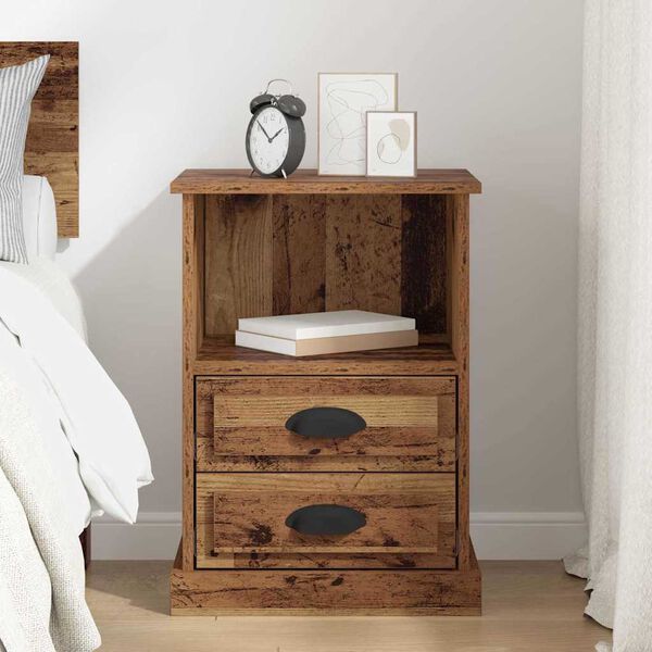 vidaXL Bedside Cabinet Old Wood 36 x 43 x 60 cm Engineered Wood