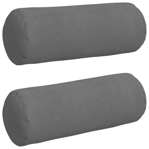 vidaXL Bolster Pillows 2 pcs Dark Grey Ø 25 x 70 cm Microfibre Fabric