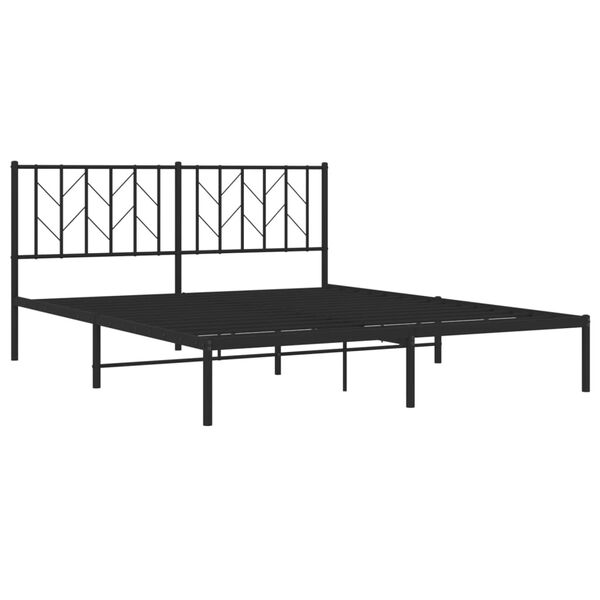 vidaXL Metal Bed Frame without Mattress with Headboard Black 160x200cm