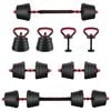 vidaXL 4-in-1 Dumbbell Set Black and Red 121 x 19.5 x 19.5 cm