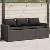 vidaXL Garden Sofa with Cushions 3-Seater Black Poly Rattan