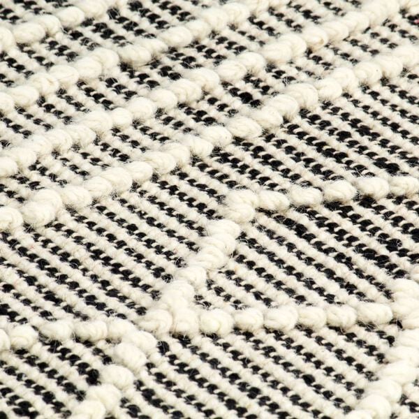 vidaXL Rug Handwoven Wool 80x150 cm Black/White