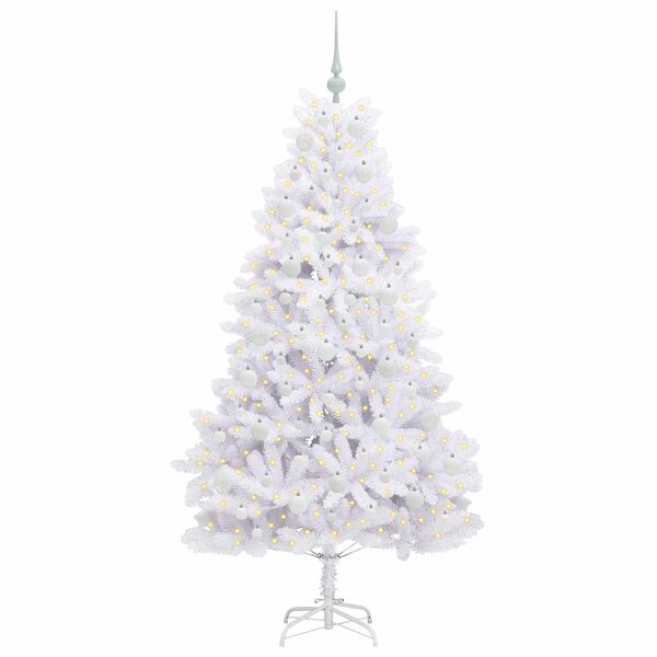 vidaXL Artificial Hinged Christmas Tree White 180 cm PVC and Steel