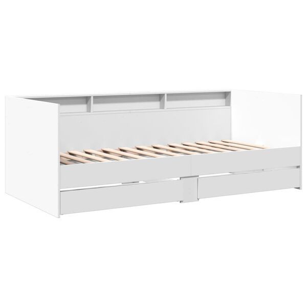 vidaXL Daybed with Drawers without Mattress White 75x190 cm Small Single