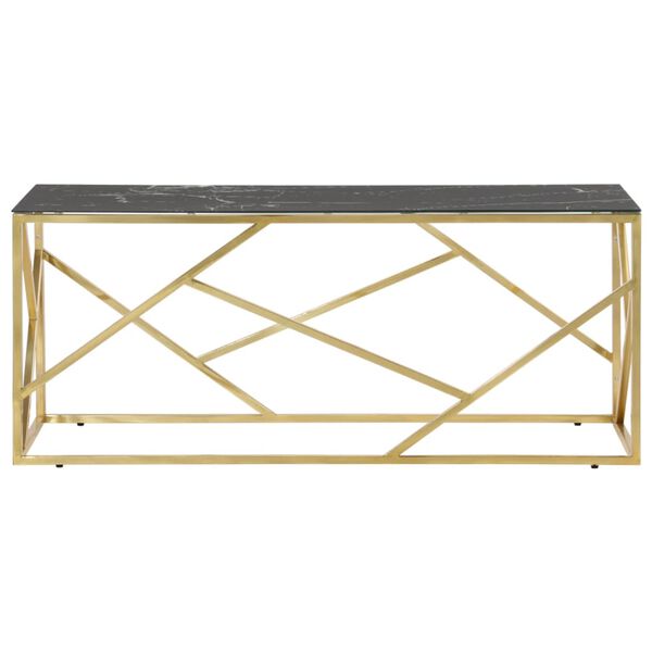 vidaXL Coffee Table Gold Stainless Steel and Tempered Glass