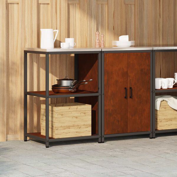 vidaXL Kitchen Storage Set with Shelf 2 pcs Rusty Weathering Steel