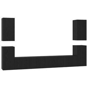 vidaXL TV Cabinet Set Wall-mounted Black Oak Engineered Wood