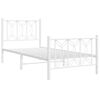 vidaXL Metal Bed Frame without Mattress with Footboard White 90x190cm