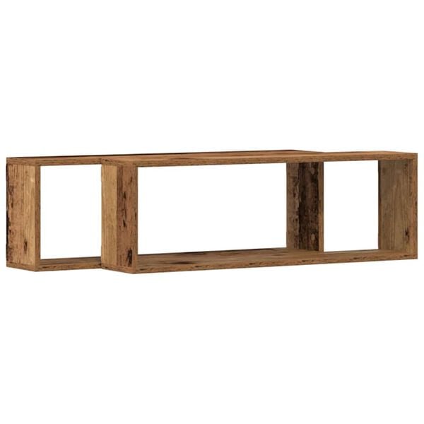 vidaXL Wall Shelf 2 pcs Old wood 80 x 15 x 26 cm Engineered wood