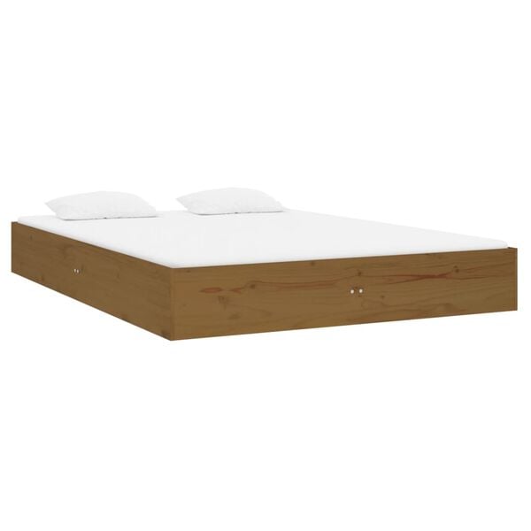 vidaXL Bed Frame without Mattress Honey Brown Solid Wood 135x190 cm Double