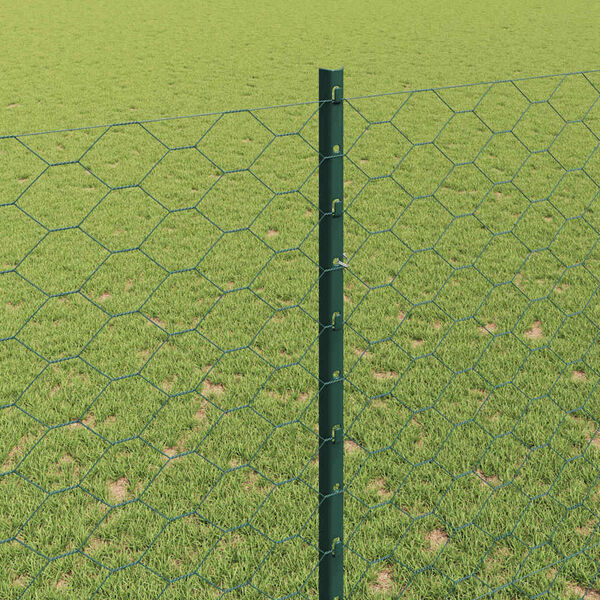 vidaXL Fence with Post Green 1.5 x 10 m Steel and PVC