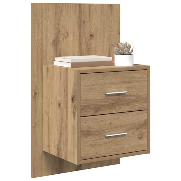 vidaXL Wall-mounted Bedside Cabinet with Drawer 2 pcs Artisan Oak