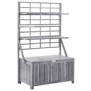 vidaXL Storage Box with Trellis Grey 99x55x160 cm Solid Acacia Wood