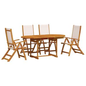 vidaXL 5 Piece Garden Dining Set Solid Wood Acacia and Textilene