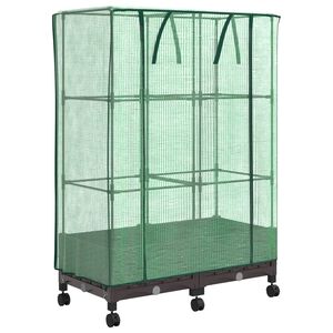 vidaXL Garden Planter with Greenhouse Cover&Wheels 2 pcs Brown PP