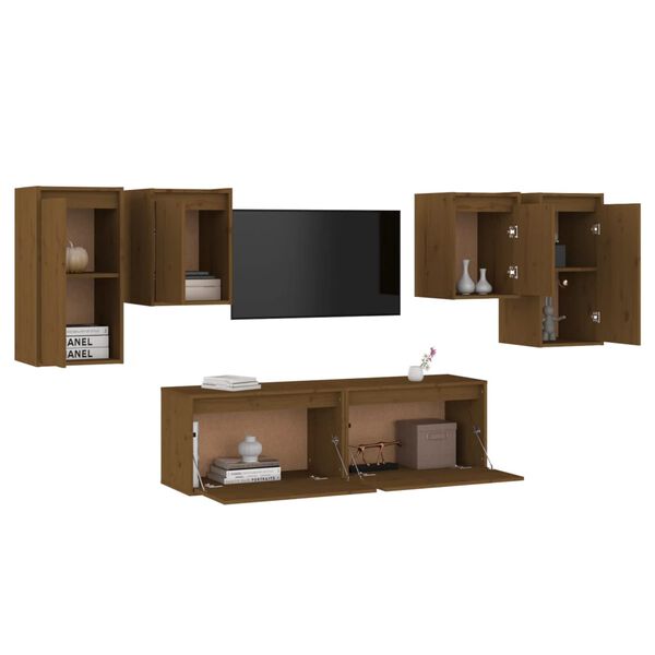 vidaXL TV Cabinets 6 pcs Honey Brown Solid Wood Pine