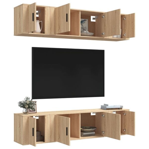 vidaXL 6 Piece TV Cabinet Set Sonoma Oak Engineered Wood