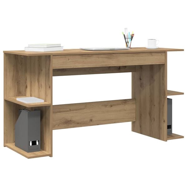 vidaXL Desk with Shelf Artisan oak 140 x 50 x 75 cm Engineered wood
