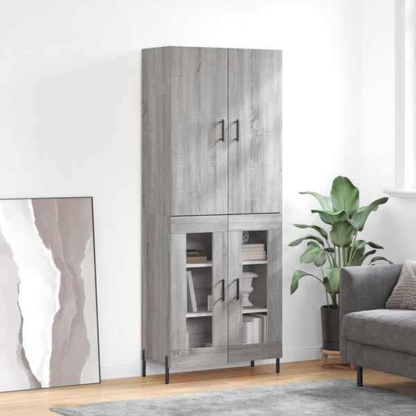vidaXL Highboard Grey Sonoma 69.5x34x180 cm Engineered Wood