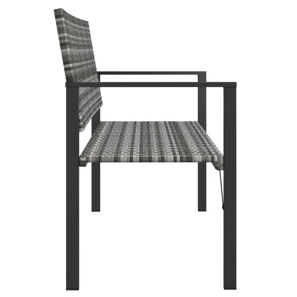 vidaXL 2-Seater Garden Bench Grey Poly Rattan