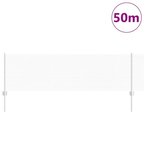 vidaXL Fence with Post Silver 0.6 x 50 m Steel