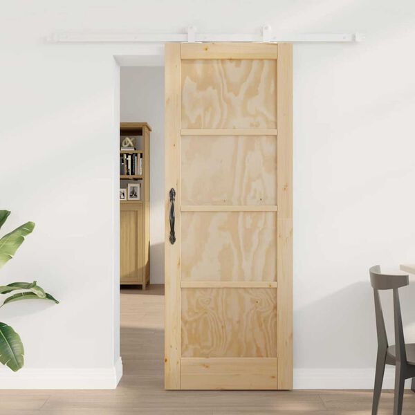 vidaXL Sliding Door Brown 73.5 x 198.5 cm Solid Pine Wood