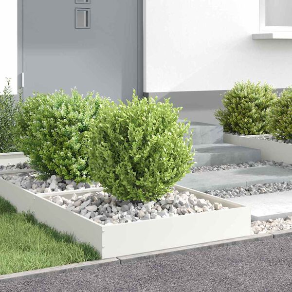 vidaXL Lawn Edging 6 pcs White 60 x 60 x 13 cm Steel