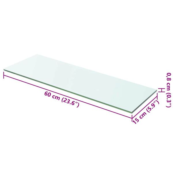 vidaXL Shelves 2 pcs Panel Glass Clear 60x15 cm