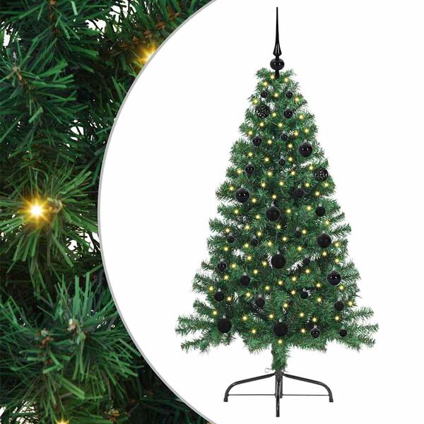 vidaXL Artificial Pre-lit Christmas Tree Green 150 cm PVC