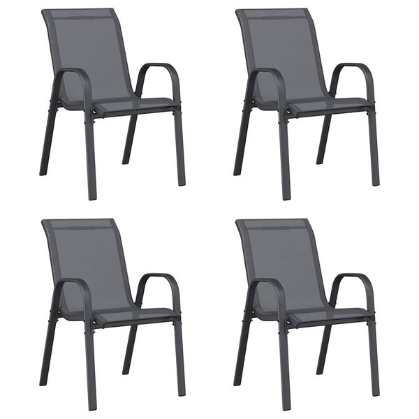 vidaXL Stackable Garden Chairs 4 pcs Grey Textilene Fabric
