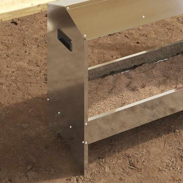 vidaXL Chicken Feeding Trough Silver 81 x 32 x 53.5 cm