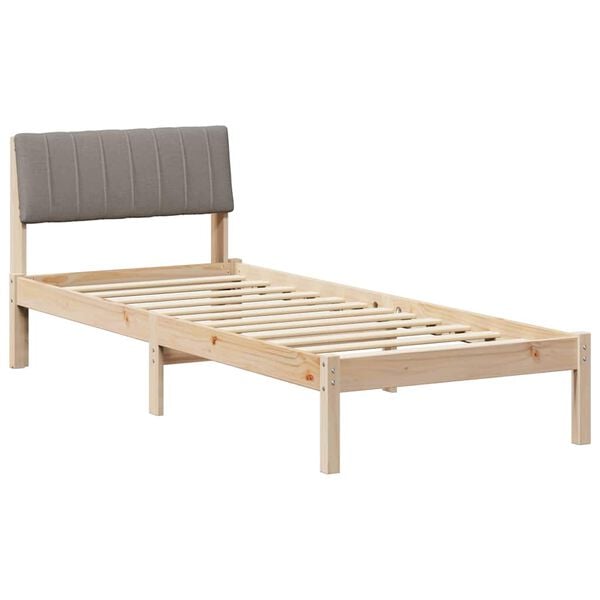 vidaXL Bed frame Brown and taupe 75 x 190 cm Solid pine wood