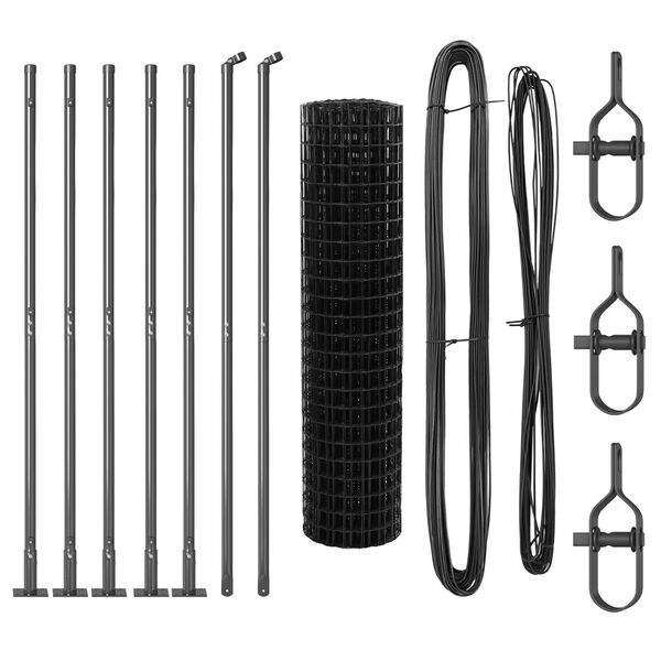 vidaXL Fence with Post Grey 1 x 10 m Steel and PVC