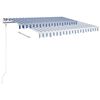 vidaXL Manual Retractable Awning with Posts 3x2.5 m Blue and White