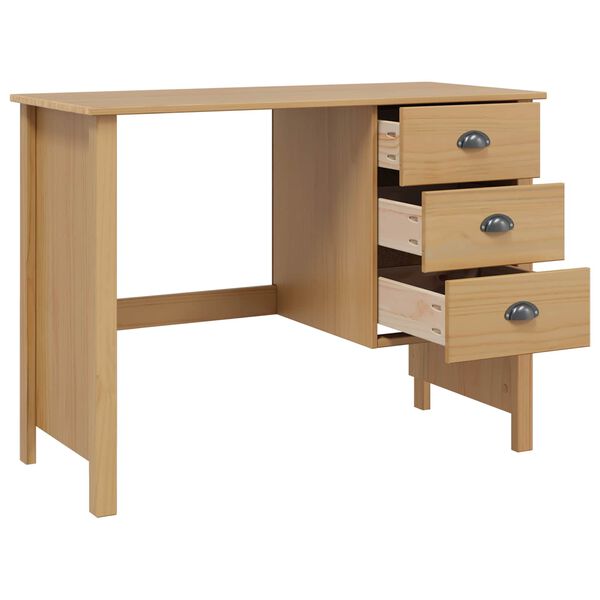 vidaXL Desk with Drawers with Drawer Hill Honey Brown 100 x 45 x 74 cm