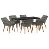 vidaXL Garden Dining Set with Cushion 7 pcs Grey Poly Rattan