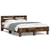 vidaXL Bed Frame with LED without Mattress Smoked Oak 120x200 cm