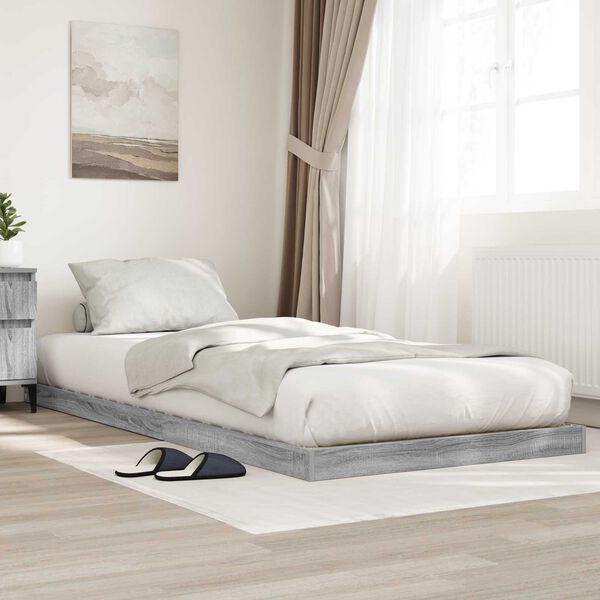 vidaXL Floor Bed Frame Grey Sonoma 76.5 x 200 cm Engineered Wood