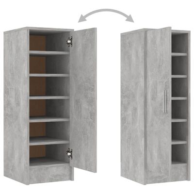 vidaXL Shoe Cabinet Concrete Grey 32x35x92 cm Engineered Wood