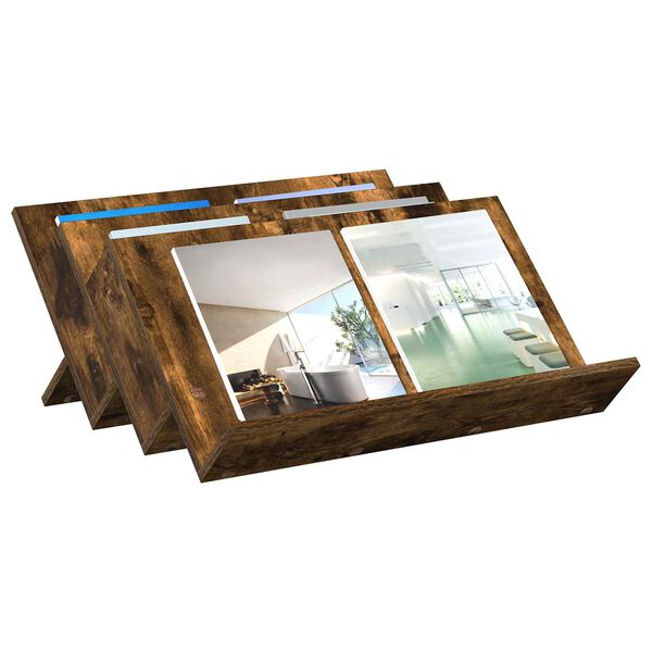 vidaXL Magazine Rack Smoked Oak 65 x 53 x 28.5 cm Engineered Wood