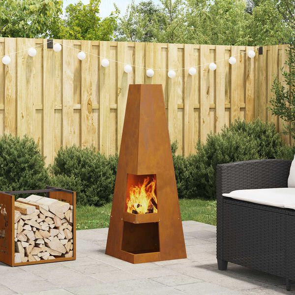 vidaXL Fire Pit Brown 35 x 35 x 100 cm Steel