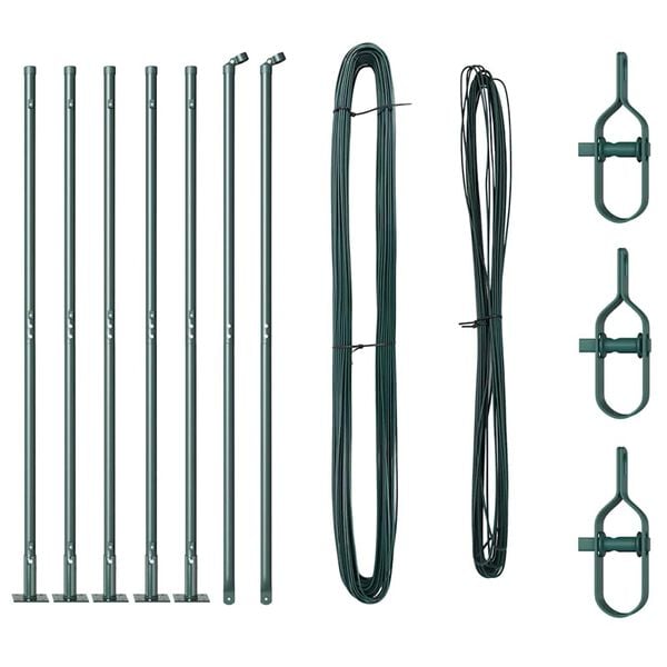 vidaXL Fence Post 7 pcs Green Steel