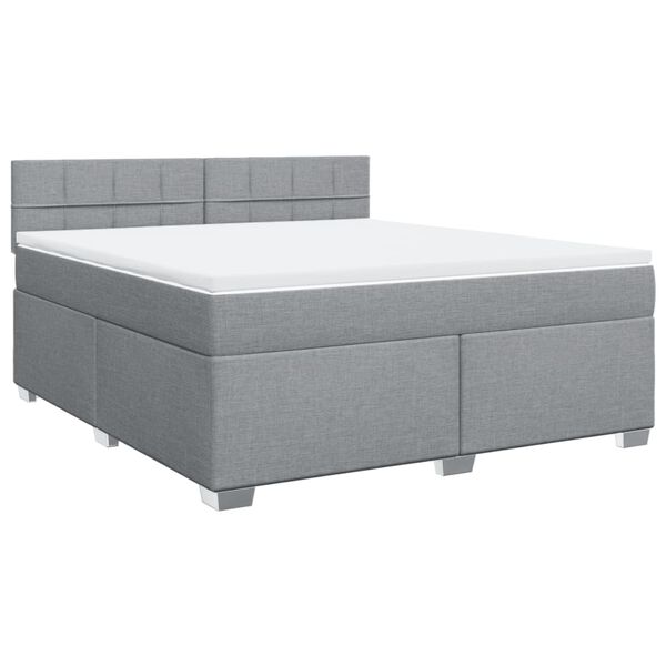 vidaXL Box Spring Bed with Mattress Light Grey 180x200 cm Fabric
