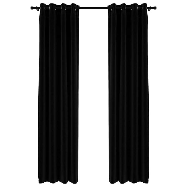 vidaXL Linen-Look Blackout Curtains with Grommets 2pcs Black 140x245cm